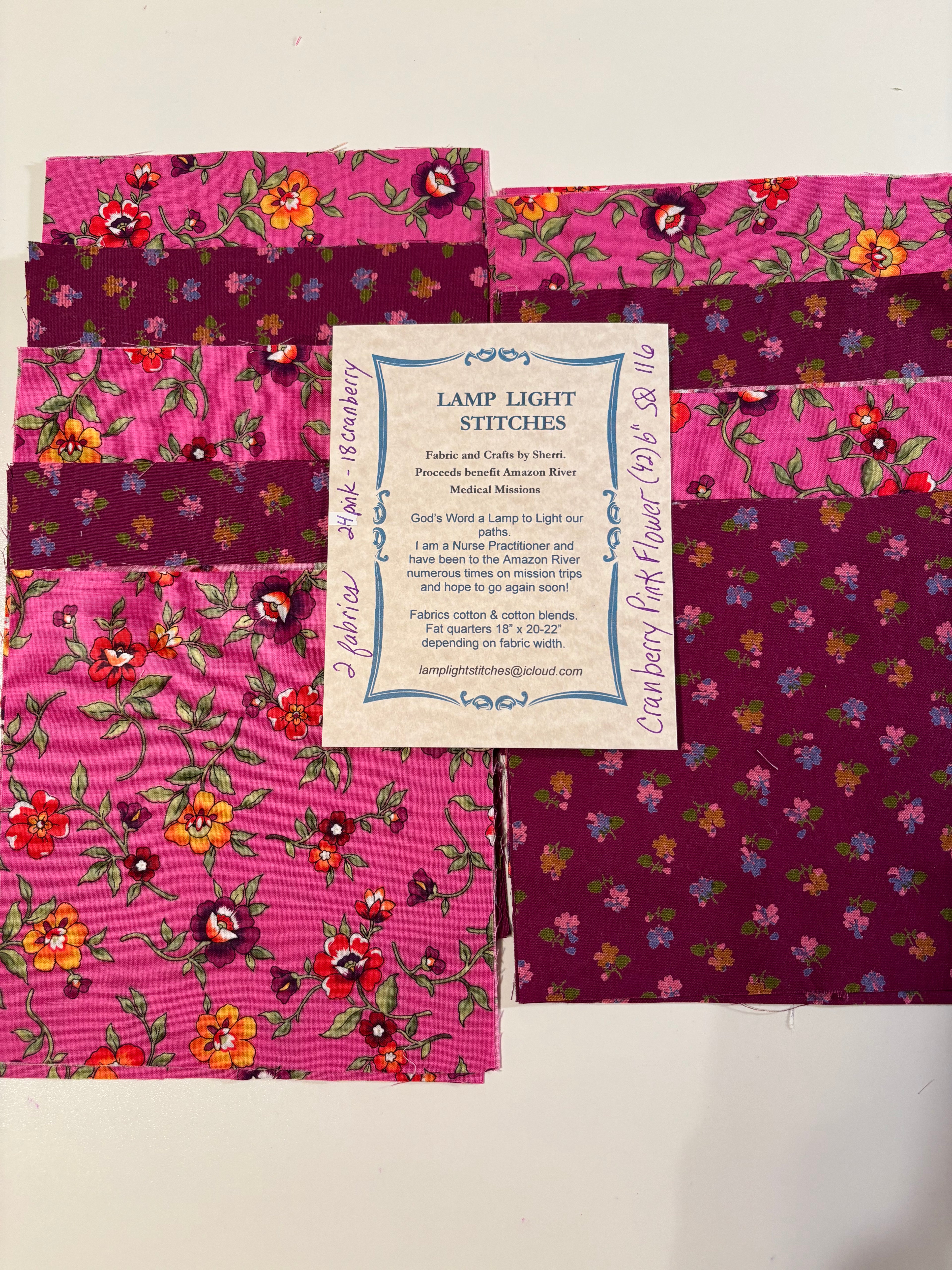 Cranberry Pink Flower (42) 6 inch squares. SQ116