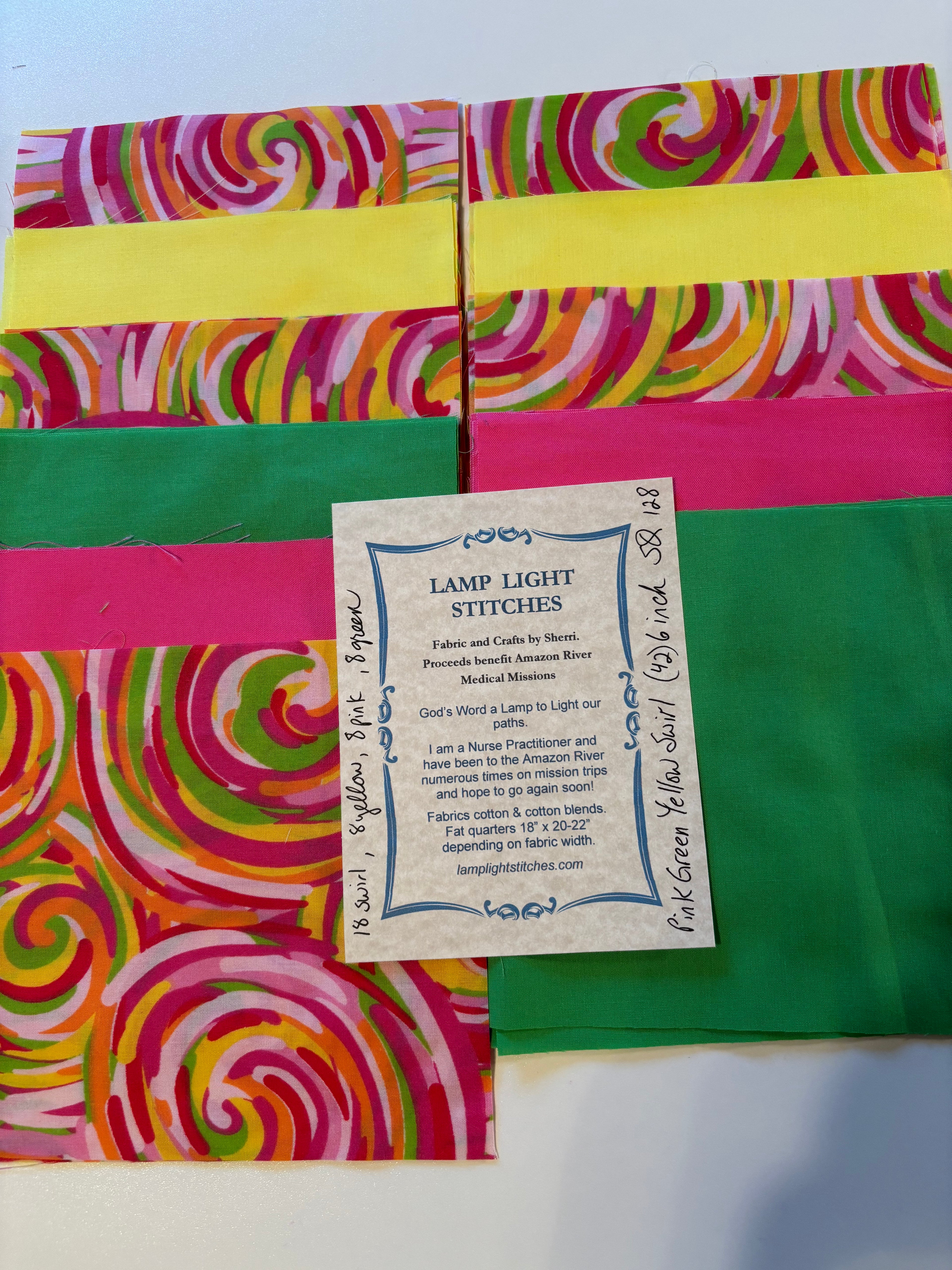 Pink Green Yellow Swirl, SQ 128