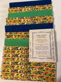 Yellow Green Blue Chevron Stripe; 8 fat quarters.  FQ 129