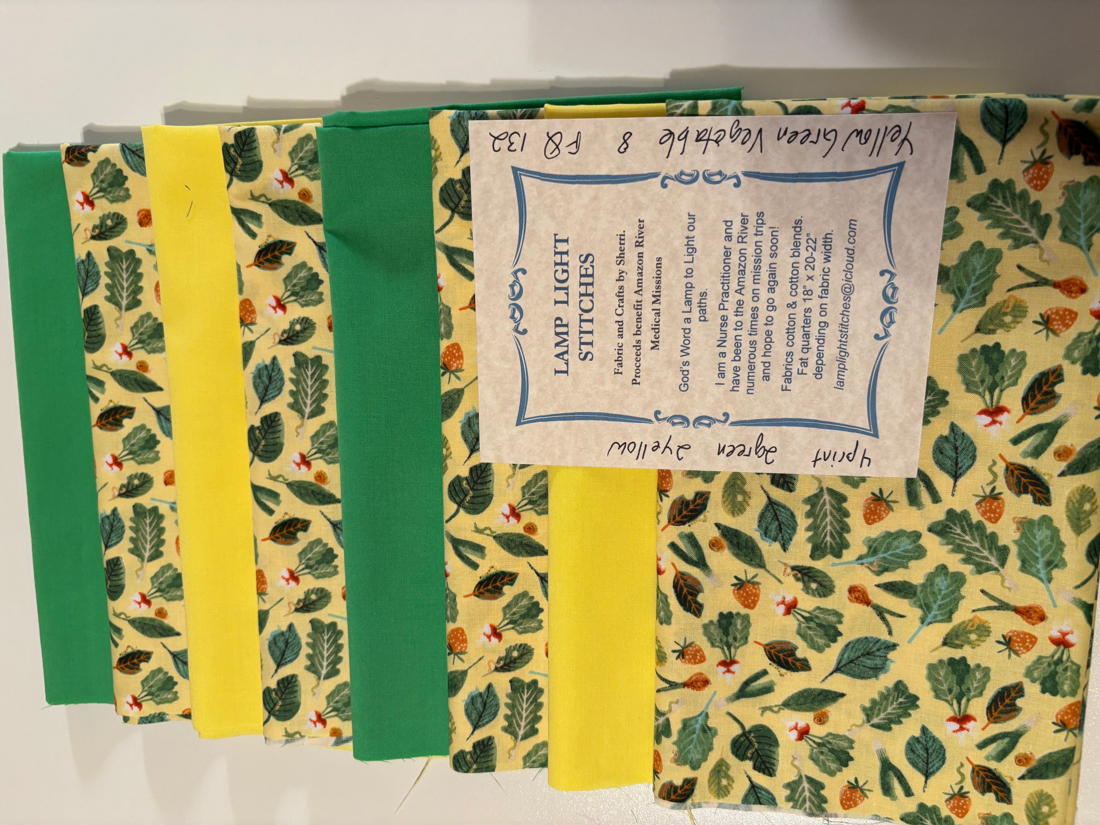 Yellow Green Vegetable; 8 fat quarters, FQ 132